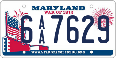 MD license plate 6AA7629