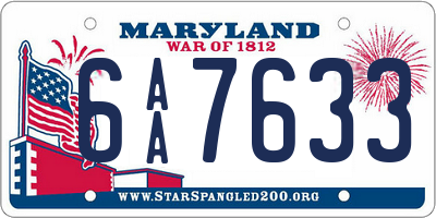 MD license plate 6AA7633