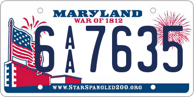 MD license plate 6AA7635