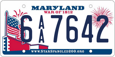 MD license plate 6AA7642