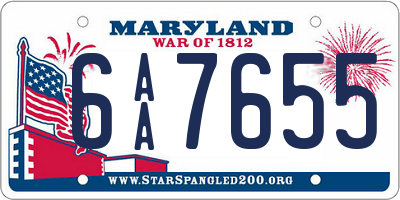 MD license plate 6AA7655