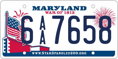 MD license plate 6AA7658