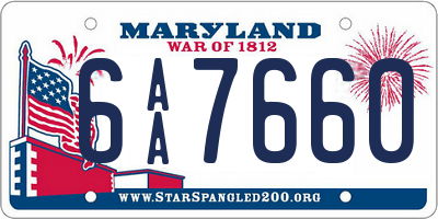 MD license plate 6AA7660