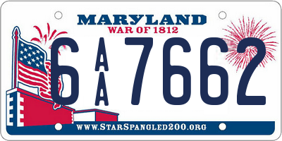 MD license plate 6AA7662