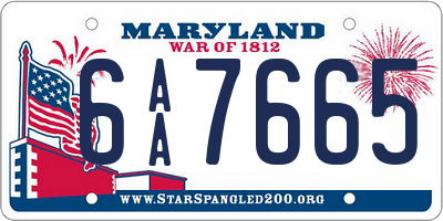 MD license plate 6AA7665