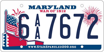 MD license plate 6AA7672