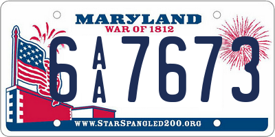 MD license plate 6AA7673