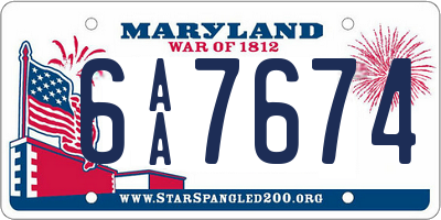 MD license plate 6AA7674