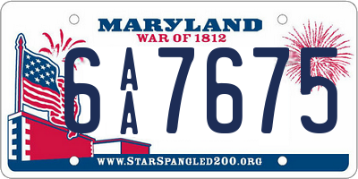 MD license plate 6AA7675