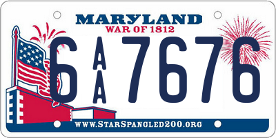 MD license plate 6AA7676