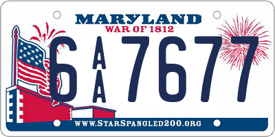 MD license plate 6AA7677