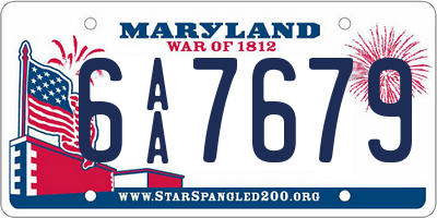 MD license plate 6AA7679