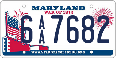 MD license plate 6AA7682