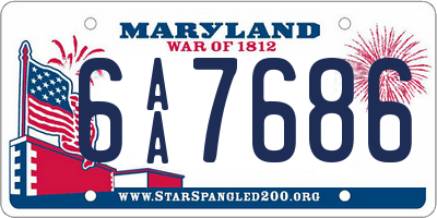 MD license plate 6AA7686