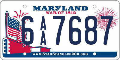 MD license plate 6AA7687