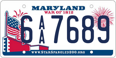 MD license plate 6AA7689