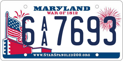 MD license plate 6AA7693