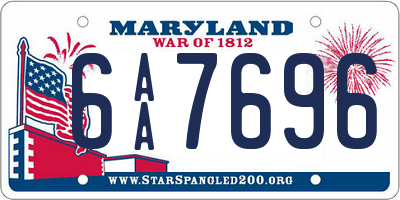 MD license plate 6AA7696