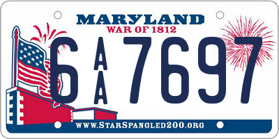 MD license plate 6AA7697