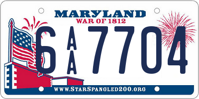 MD license plate 6AA7704