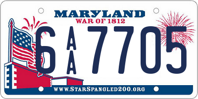 MD license plate 6AA7705