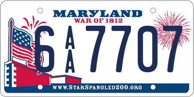 MD license plate 6AA7707