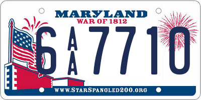 MD license plate 6AA7710