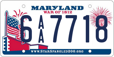 MD license plate 6AA7718