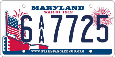 MD license plate 6AA7725