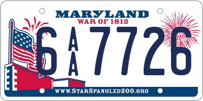 MD license plate 6AA7726