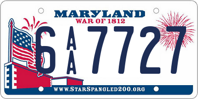 MD license plate 6AA7727