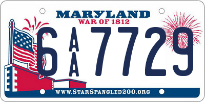 MD license plate 6AA7729