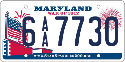 MD license plate 6AA7730