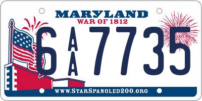 MD license plate 6AA7735