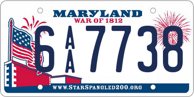 MD license plate 6AA7738