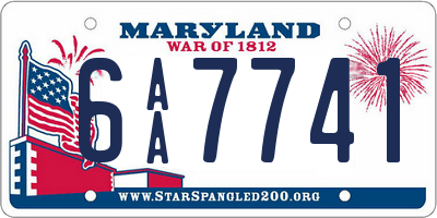 MD license plate 6AA7741