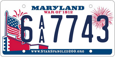 MD license plate 6AA7743