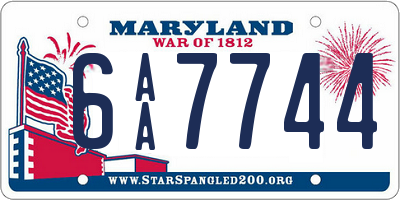 MD license plate 6AA7744