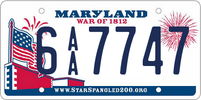 MD license plate 6AA7747