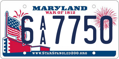 MD license plate 6AA7750