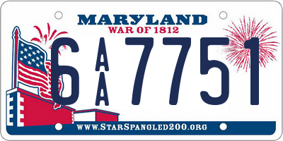 MD license plate 6AA7751