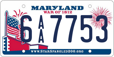 MD license plate 6AA7753