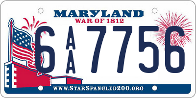 MD license plate 6AA7756