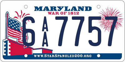 MD license plate 6AA7757