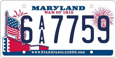 MD license plate 6AA7759