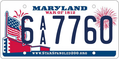 MD license plate 6AA7760