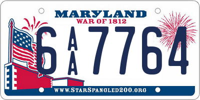 MD license plate 6AA7764