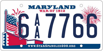 MD license plate 6AA7766