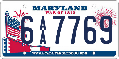 MD license plate 6AA7769