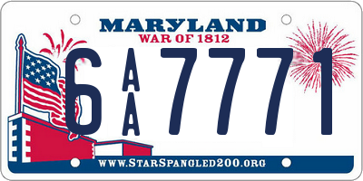 MD license plate 6AA7771